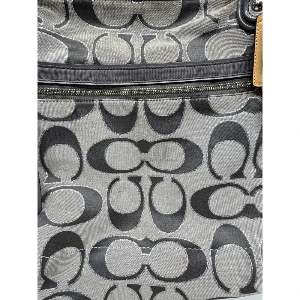 Coach Poppy Metallic Signature Sateen GlamTote J1221-18979 Gray Silver